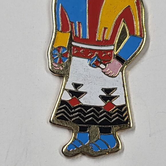 Kachina Doll Enamel Charm Vintage Goldtone 1970s - Picture 5 of 5
